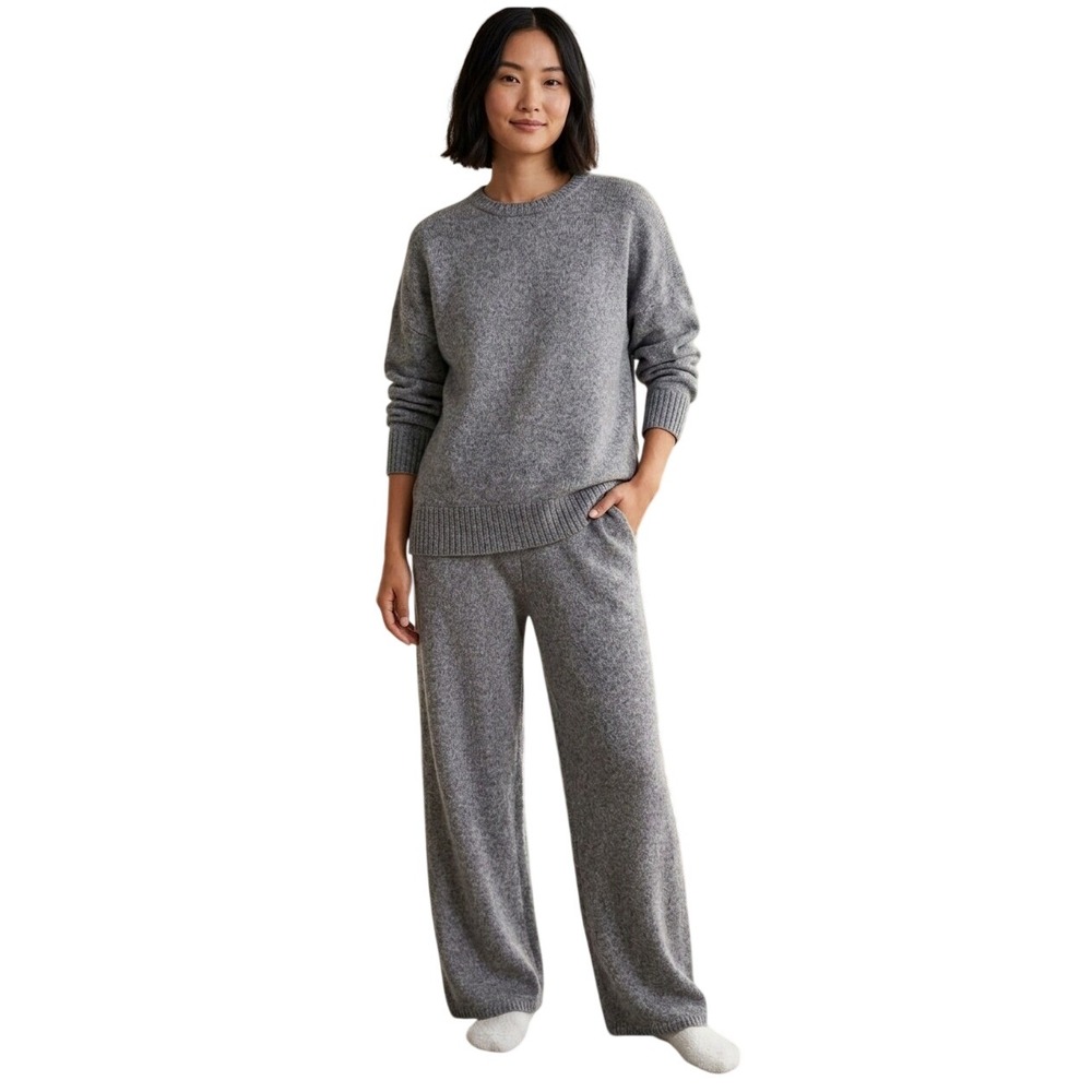 State of Day Pajama Set Lounge Set XL Pewter Heather Sweater Wide Leg Pants NWT